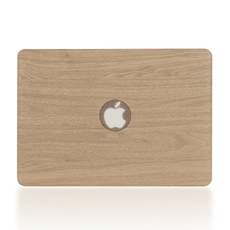 iDonzon Wooden Texture Soft PU Leather Coated See Through Case Cover Only for MacBook Pro 13 inch with Retina Display NO CD-ROM (A1502/A1425, Version 2015/2014/2013/end 2012) - Natural Wood