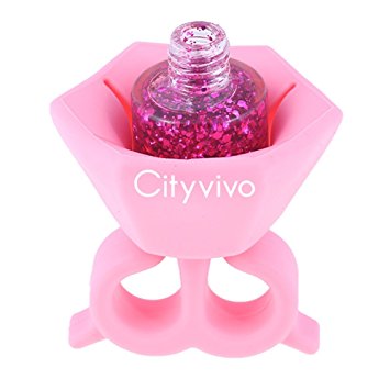 Cityvivo Soft Silicone Wearable Nail Polish Bottle Holders Finger Stand Ring Nail Art Tools