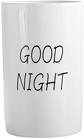 Kelake White Ceramic Bathroom Tumbler Cup for Toothbrush,Water,Milk,Drinks,350ml Toothpaste Toothbrush Good Night Tumbler Cup for Christmas,Thanksgiving Day Holiday