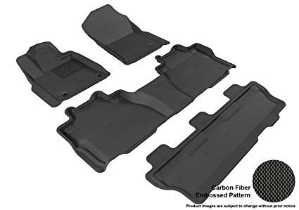 3D MAXpider Complete Set Custom Fit All-Weather Floor Mat for Select Toyota Sequoia Models - Kagu Rubber (Black)