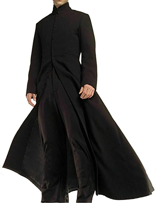 Neo Matrix Heavy Duty Cotton Keanu Reeves Black Gothic Cosplay Trench Coat