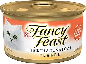 Purina Fancy Feast Wet Cat Food Flaked Chicken and Tuna Feast - (Pack of 24) 3 oz. Cans