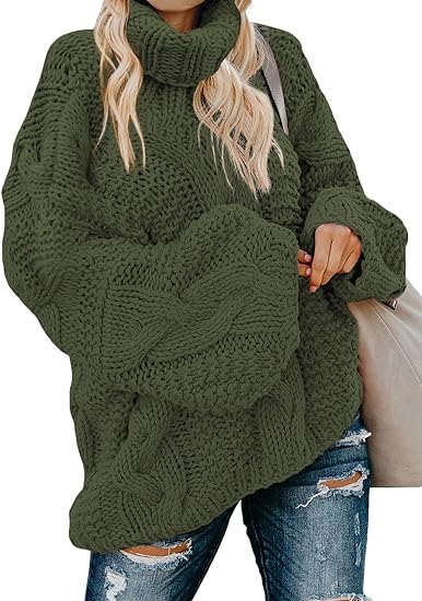 Dokotoo Womens 2023 Loose Oversized Casual Turtle Neck Sweater Pullover Top