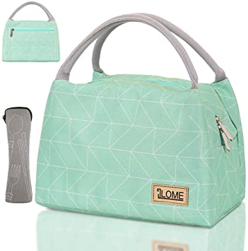 ILOME Insulated cooler lunch bag for lunch, Waterproof Lovely Canvas Lunch Bag, Perfect size lunch bag for lunch box for Men & Women Work Picnic or Travel