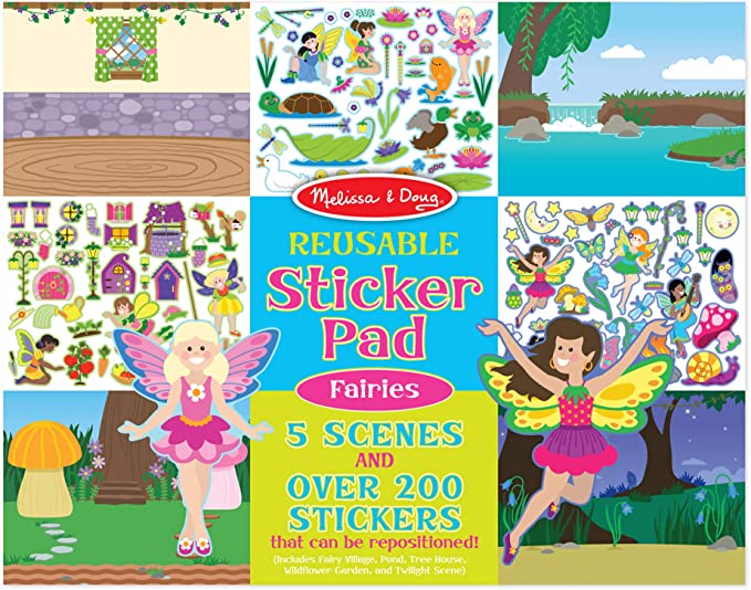 Melissa & Doug Reusable Sticker Pad: Fairies - 200  Stickers