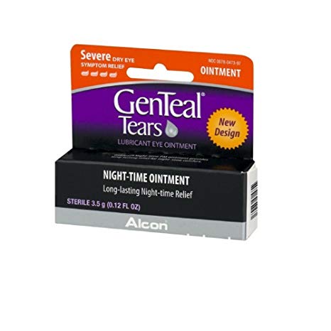 GenTeal Tears Lubricant Eye Ointment, Night-Time Ointment 0.12 oz (Pack of 2)