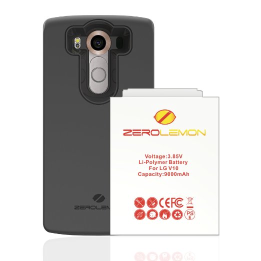 LG V10 Battery Case, ZeroLemon LG V10 9000mAh TriCell Extended Battery   Soft TPU Full Edge Protection Case (Compatible with all LG V10 variants) [180 days ZeroLemon Warranty Guarantee] - Black