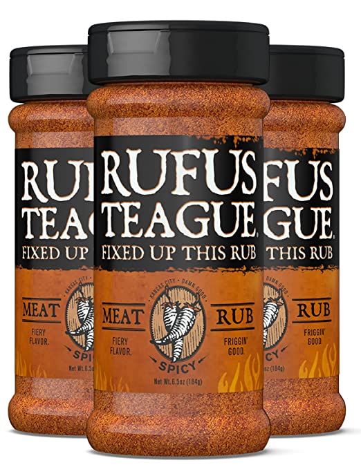 Rufus Teague SPICY MEAT RUB – (3 Pack) 6.5oz Shaker – Fiery BBQ Seasoning for Meats and Veggies – Premium Herbs & Spices – Certified Gluten-Free, Kosher & Non-GMO Verified