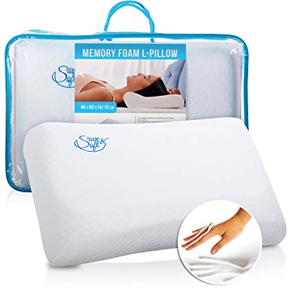Orthopedic Memory Foam Pillow [New Shape] Ergonomic Cervical Pillow Optimum Neck Support Pain Relief for Men Women - Soft Removable Washable Cover (1, L-Pillow 60 * 40cm)