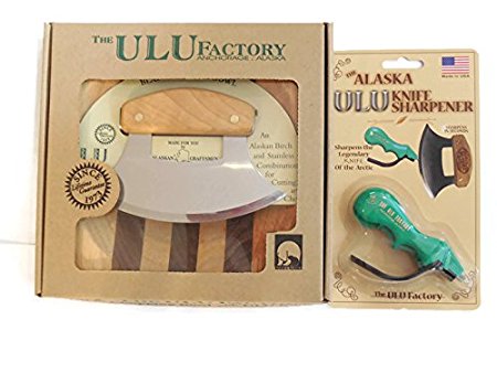 Alaska Ulu Knife And Chopping Bowl Set Bundle With Ulu Knife Sharpener, This Ulu Knife Can Be Used As Mezzaluna Chopper, Bolo Rolling Knife And Chopped Salad Tool.