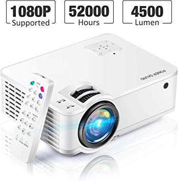 Mini Projector [2020 Updated], 1080P Supported,4500 Lux 210" Display with 52,000 Hrs LED Movie Projector Compatible with Phone,Computer,Laptop,USB,HDMI,VGA,SD PONER SAUND
