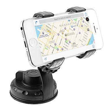 Universal Car Mount, Liger® DualGrip Windshield or Dashboard Universal Car Mount Holder for iPhone 6/5s/5c/4s, Galaxy S5/S4/S3/S2, HTC One and Other Smartphones Up To 4in Wide (Car DualGrip)