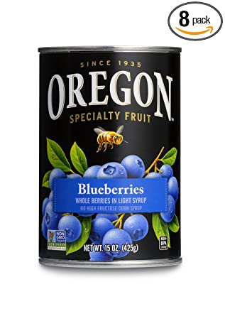 Oregon Fruit Blueberries in Light Syrup, 15-Ounce Cans (Pack of 8)