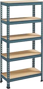 Yaheetech 5-Tier Metal Storage Shelves, Adjustable Shelves Heavy Duty Shelving Unit Multi-Use Storage Rack for Home Office Garage, Neptune Blue