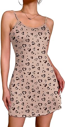 Ekouaer Womens Nightgown Pj Dress for Women Adjustable Spaghetti Chemise Sleeveless V Neck Sleepwear