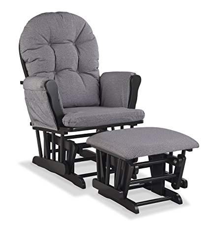 Stork Craft Custom Hoop Glider and Ottoman, Black/Slate Gray Swirl