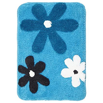 Saral Home Cotton Anti-Slip Bathmat (Turquoise, 40x60 CM)