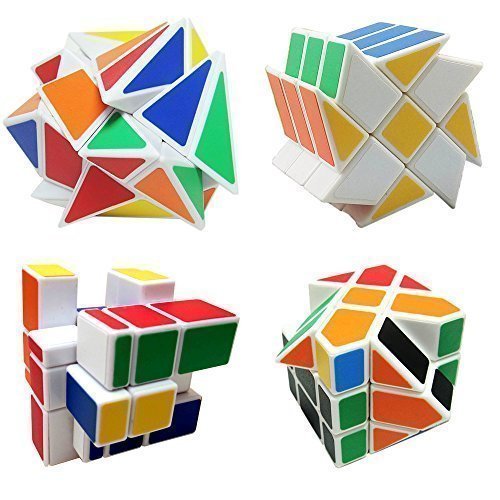4-Pack YJ Cube Set - Included 3x3 YJ Fluctuation Angle Puzzle Cube - 2x3 YJ Wheel Puzzle Cube - 3x3 YJ Mirror Puzzle Cube 6 Color - 3x3 YJ Square King Puzzle Cube