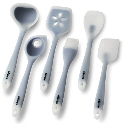 Miusco 6 Piece Silicone Kitchen Utensil Set, Grey