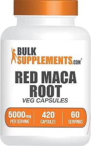 BulkSupplements.com Red Maca Capsules - Red Maca Root Supplement, Red Raw Maca, Red Maca Root Capsules for Women - Vegan & Gluten Free, 7 Capsules per Serving, 420 Veg Capsules