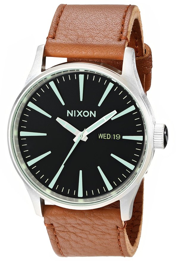 Nixon Men's A105 Sentry 42mm Stainless Steel Leather Quartz Movement Watch