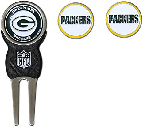 Team Golf NFL Divot Tool with 3 Golf Ball Markers Pack, Markers are Removable Magnetic Double-Sided Enamel