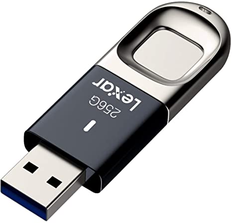 Lexar JumpDrive Fingerprint F35 256GB USB 3.0 Flash Drive, Black/Silver (LJDF35-256BBKNA)