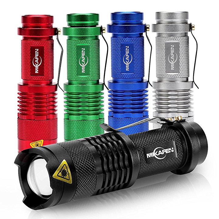5 Pack Mini Cree Q5 Led Flashlight Torch 300 Lumens 3-speed (Light - Low Light - Strobe)adjustable Focus Zoomable Light