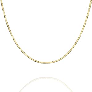 PAVOI Italian Solid 925 Sterling Silver, 22K Gold Plated Chain Necklaces | Snake, Square Box, Cable, Super Flex Curb, Miami Cuban and Rope Diamond-Cut Herringbone Necklace for Women and Men | MADE IN ITALY