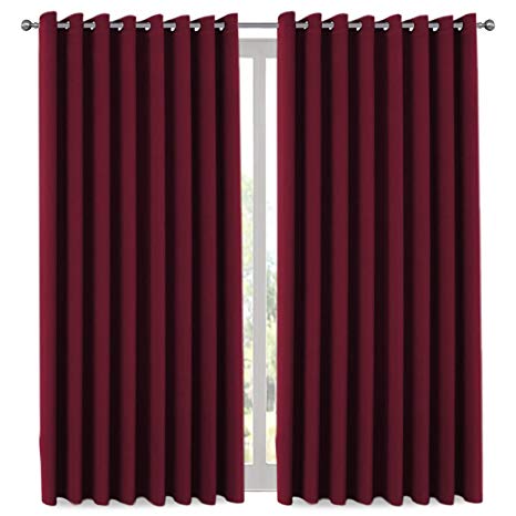 H.VERSAILTEX Wide Width Thermal Insulated Blackout Curtain (100" Wide by 108" Length) - Antique Grommet Premium Room Divider (100% Privacy) - Burgundy - 9ft Tall by 8.5 ft Wide