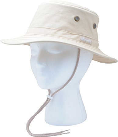 Sloggers 4471ST Classic Cotton Hat with Wind Lanyard Rated UPF 50  Maximum Sun Protection  -Stone - Adjustable Small to Medium