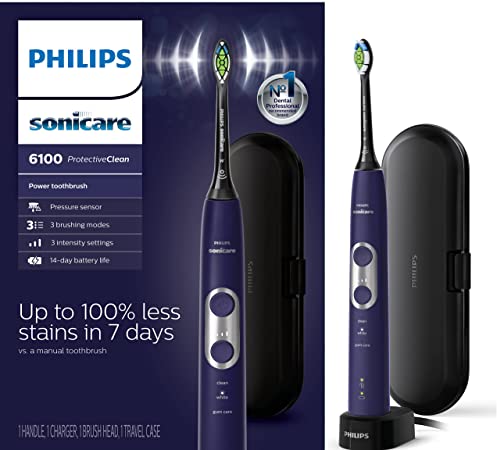 Philips Sonicare ProtectiveClean 6100 Rechargeable Electric Toothbrush (Deep Purple)