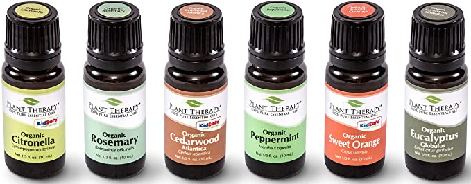 Plant Therapy Organic Essential Oil Sampler Gift Set, 6 USDA Organic Oils, 100% Pure,Undiluted, Therapeutic Grade (10 mL each)