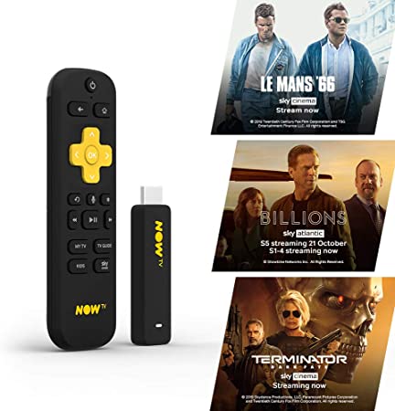 NOW TV Smart Stick with 1 month Entertainment Pass and 1 month Sky Cinema Pass | HD Streaming Media Player – Watch, Disney , YouTube, Netflix, BBC iPlayer