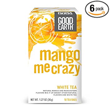 Good Earth White Tea, Mango Me Crazy, 18 Count Tea Bags (Pack of 6)