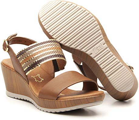 Flexi ELENNA Women's Perfect Leather Summer Wedge Sandals