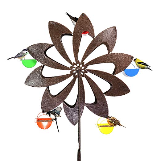 Exhart Ferris Feeder - Bronze Pinwheel, Bird Feeder, Spinning Wheel Feeder, Backyard/Outdoor / Garden