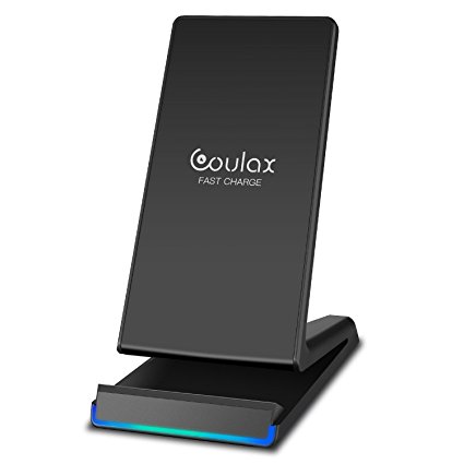 COULAX Wireless Charger 2 Coils Qi Fast Wireless Charging Pad Stand for Samsung Galaxy Note 8 S8 Plus S8 S7 S7 Edge S6 Edge Plus Note 5, Standard Charge for iPhone X 8 8 Plus