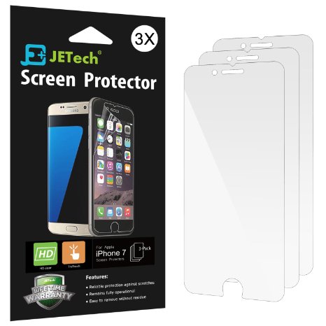 iPhone 7 Screen Protector, JETech 3-Pack Screen Protector film HD Clear Retail Packaging for Apple iPhone 7 4.7" - 0982