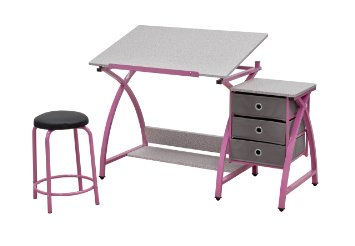 Comet Center with Stool in Pink / Spatter Gray