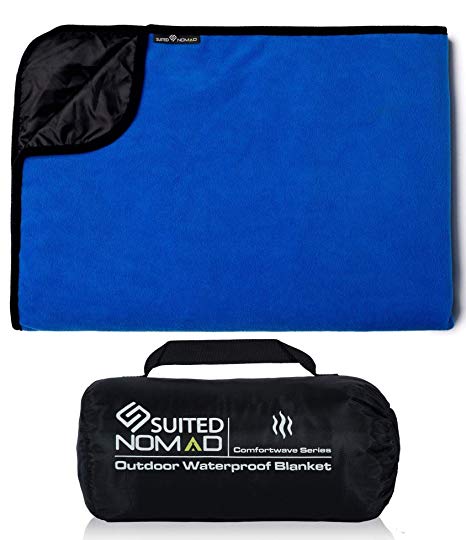 SuitedNomad Premium XL Waterproof/Windproof Outdoor Blanket with Thermal Fencing Liner|Extreme Weather Stadium Blanket|Great for Camping,Sports,Festivals,Picnic,Car,Dog