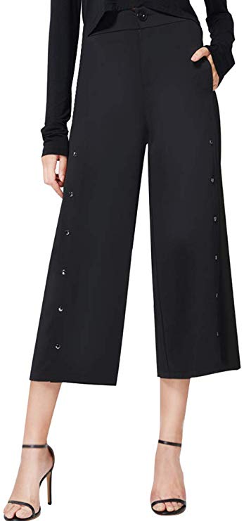 Ginasy Women's Casual Loose Trousers Wide Leg Pants High Waist Flowing Palazzo Pants