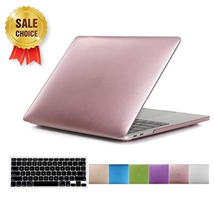 MacBook Pro(Released in 2016)13-inch Case,Soundmae 2in1 Ultra Slim Metallic Matte Hard Protector Case Snap Protective Cover   Keyboard Skin for Macbook Pro 13.3" Pro[A1706/A1708] - MetallicPink