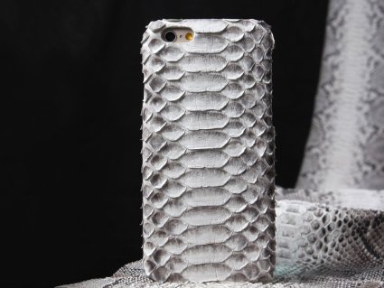 Iphone 6 Case,E-Age Genuine Python Leather Hard-Shell Case for iPhone 6 Plus (White)