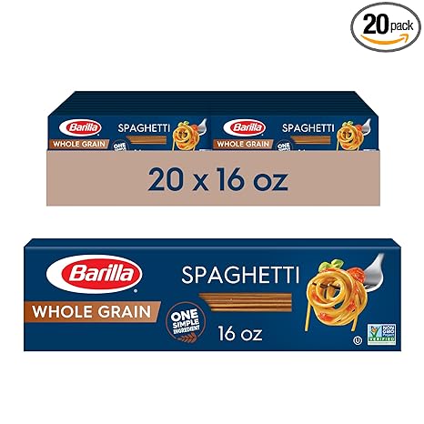 Barilla Whole Grain Pasta, Spaghetti, 16 Ounce (Pack Of 20)