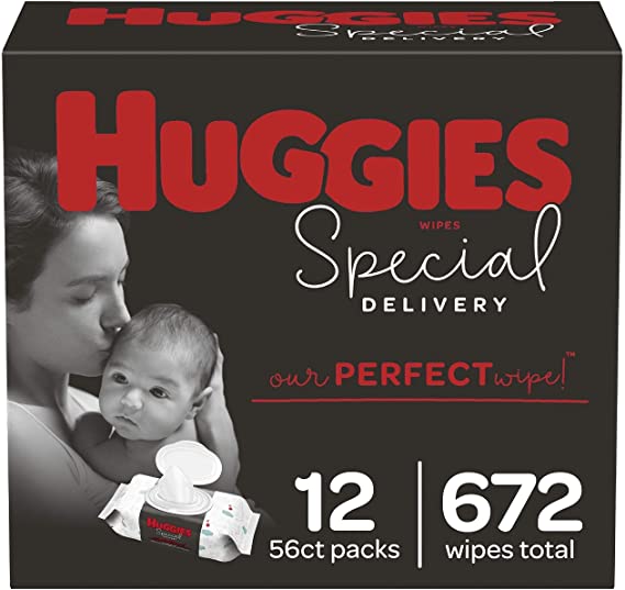 Huggies Special Delivery Hypoallergenic Baby Wipes, Unscented, 12 Flip-Top Packs (672 Wipes Total)