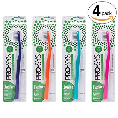 PRO-SYS® Kids Toothbrush (Colorful 4-Pack) - Made with Soft DuPont® Tynex® Bristles (Ages 8-12 for Young Children)