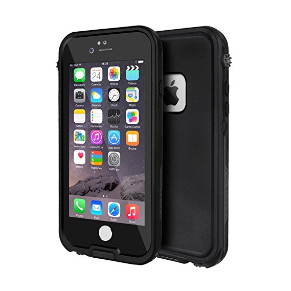 iPhone 6 Waterproof Case,Eonfine Underwater Snow Dust Shockproof Durable Full Sealed Protection Heavy Duty Protective Case Cover Fingerprint Recognition Touch ID For iPhone 6 Black