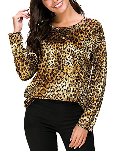 Women's Vintage Velvet T-Shirt Casual Long Sleeve Top