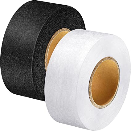 Iron on Hem Tape Fabric Fusing Hemming Tape Wonder Web Adhesive Hem Tape for Pants Each 27 Yards, 2 Pack (Black, White, 1 Inch)